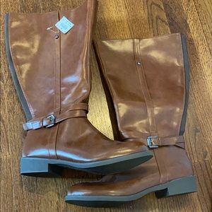 Brown leather boots
